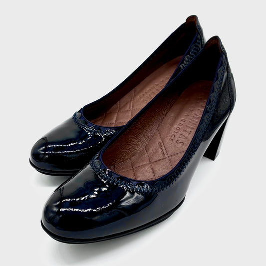 Hispanitas Stitch Navy Patent Leather Court Heel