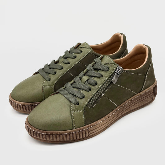 Thyme&Co. Median Dark Olive Leather Suede Sneaker