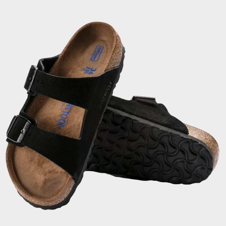 Birkenstock Arizona Black Suede Leather SFB Sandal