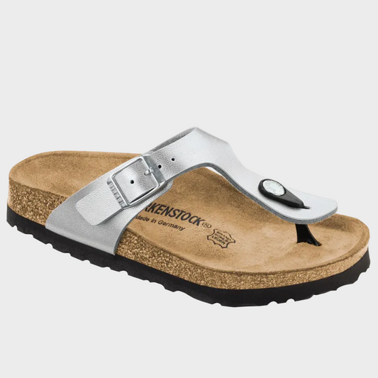 Birkenstock Gizeh Silver Birko-Flor Kids Thong Sandal - Last Pair Size 32