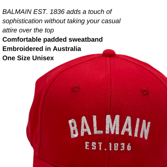 BALMAIN EST.1836 Red Brushed Cotton Cap