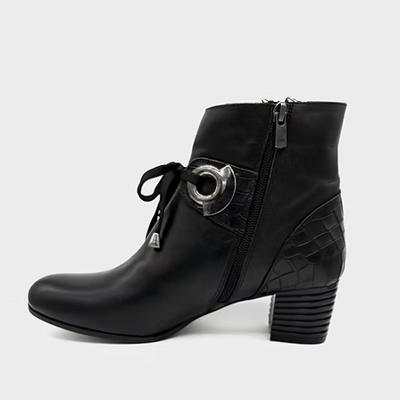 Thyme&Co. Black Ankle Block Heel Boot