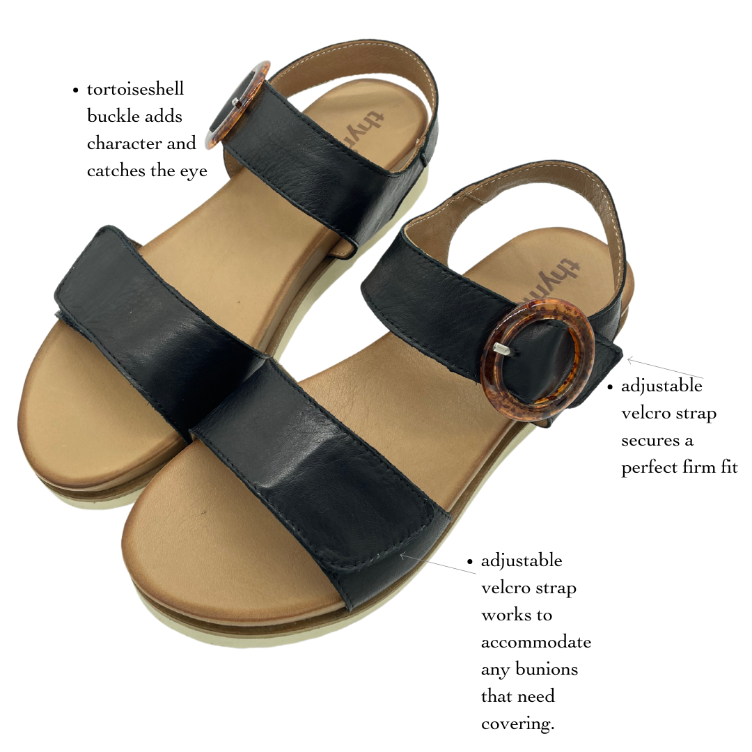 Thyme&Co. Trove Black Velcro Sandal