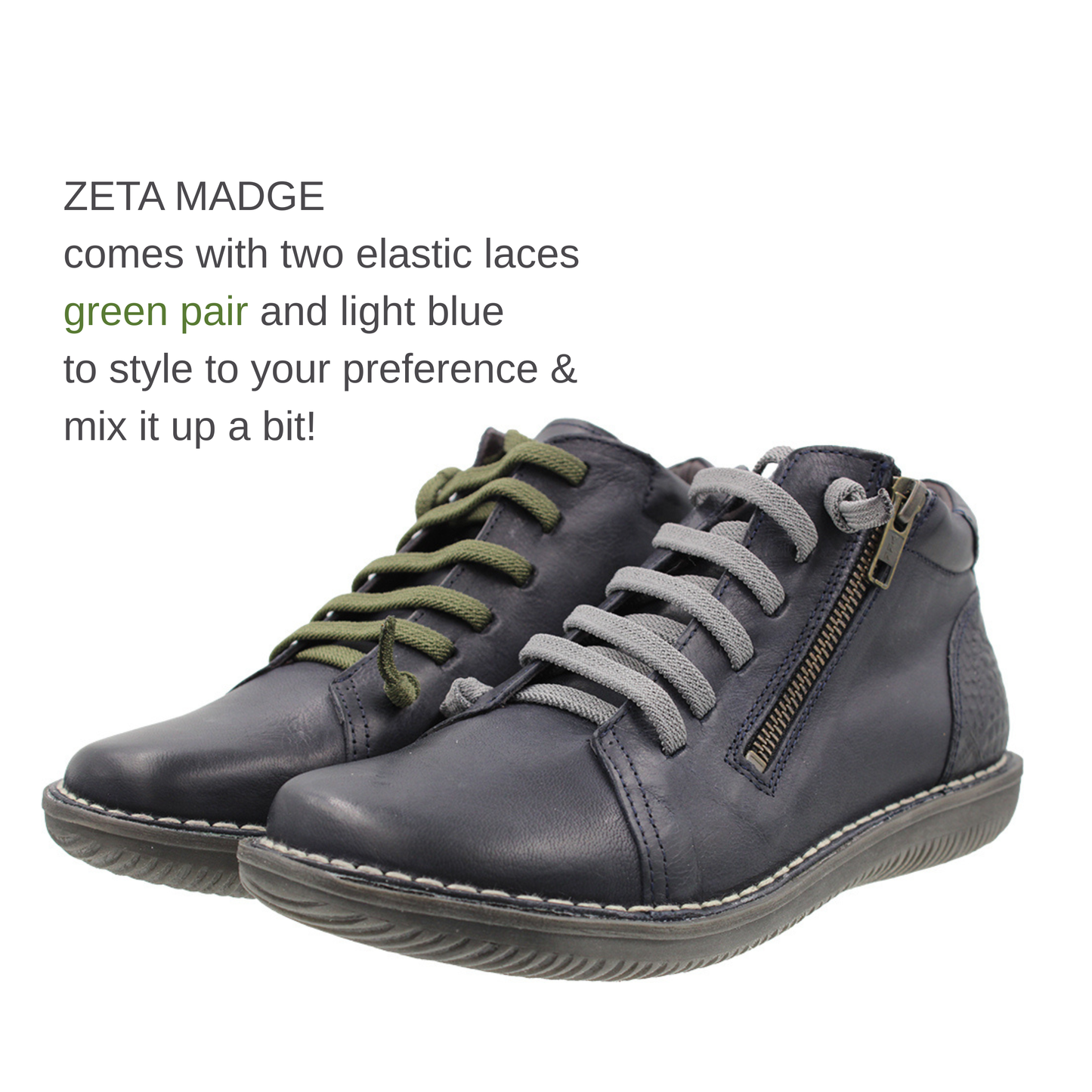 Zeta Madge Navy Leather Boot