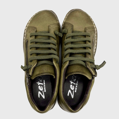 Zeta Maude Green Leather Sneaker