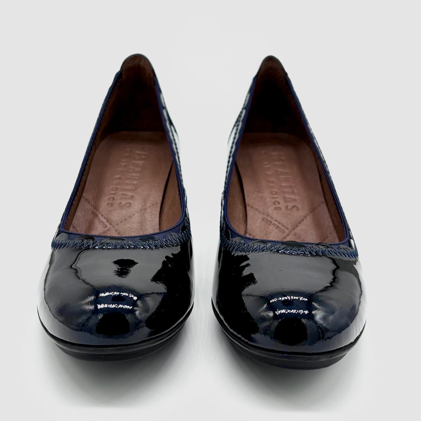Hispanitas Stitch Navy Patent Leather Court Heel
