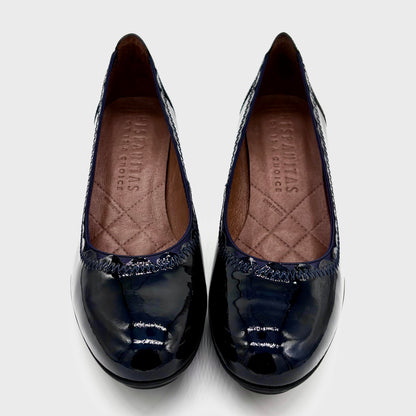 Hispanitas Stitch Navy Patent Leather Court Heel
