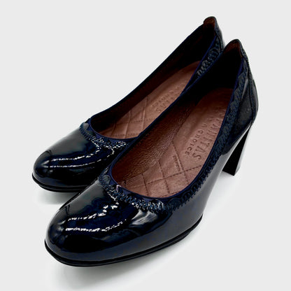 Hispanitas Stitch Navy Patent Leather Court Heel