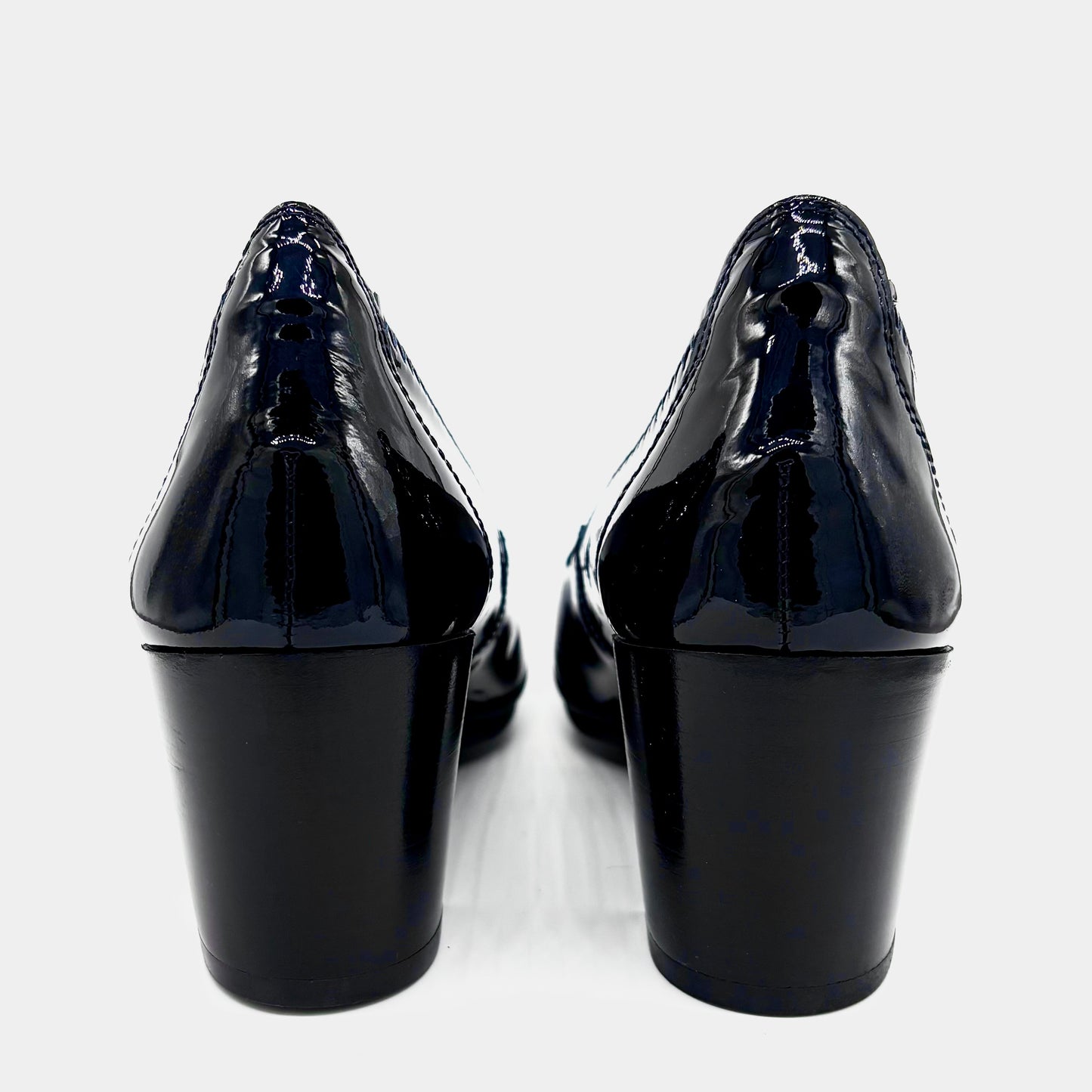 Hispanitas Stitch Navy Patent Leather Court Heel