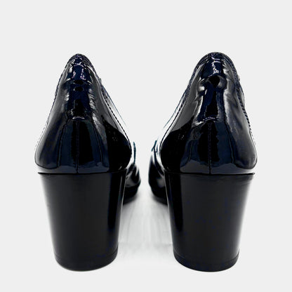 Hispanitas Stitch Navy Patent Leather Court Heel