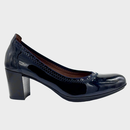 Hispanitas Stitch Navy Patent Leather Court Heel