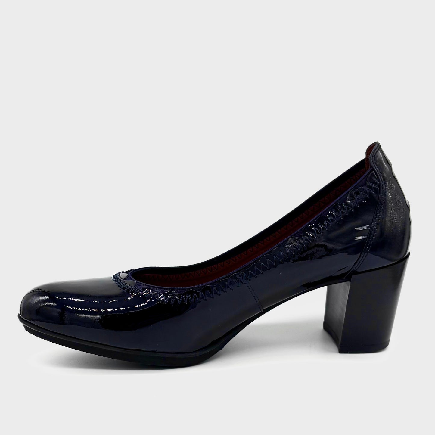 Hispanitas Stitch Navy Patent Leather Court Heel
