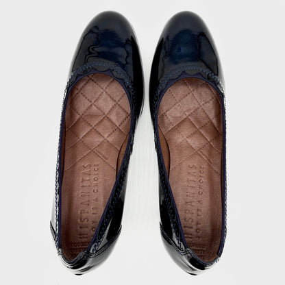 Hispanitas Stitch Navy Patent Leather Court Heel