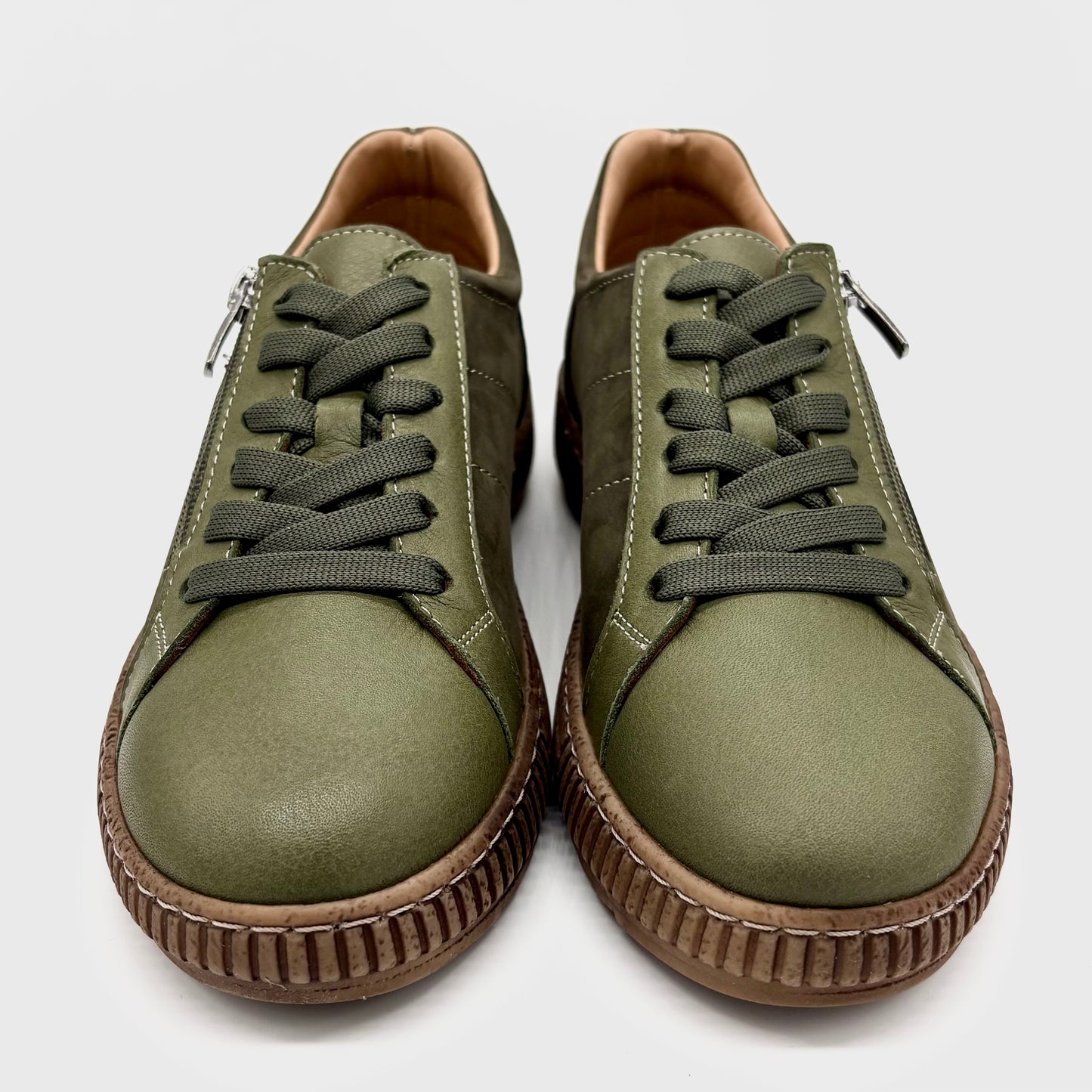 Thyme&Co. Median Dark Olive Leather Suede Sneaker