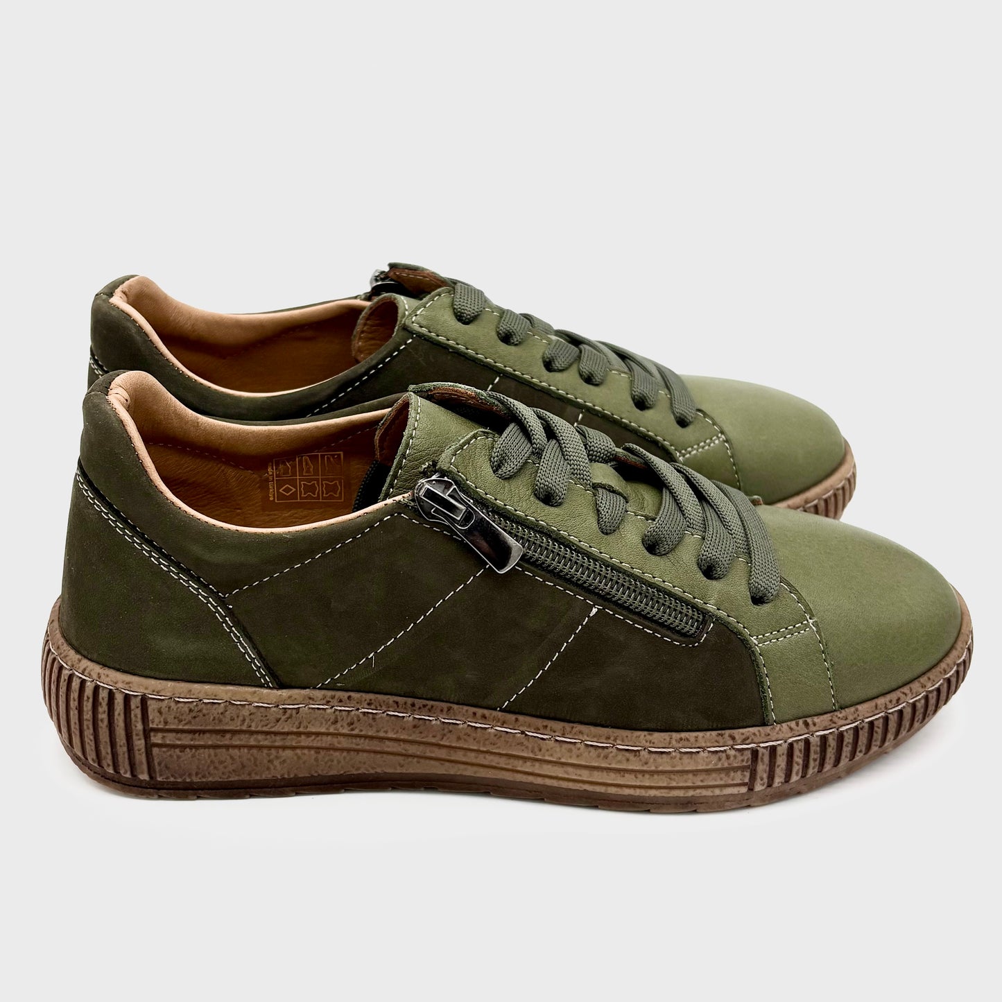 Thyme&Co. Median Dark Olive Leather Suede Sneaker