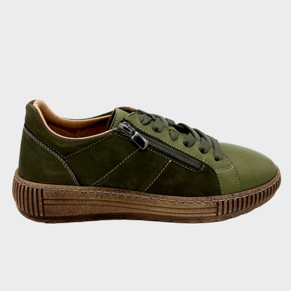 Thyme&Co. Median Dark Olive Leather Suede Sneaker