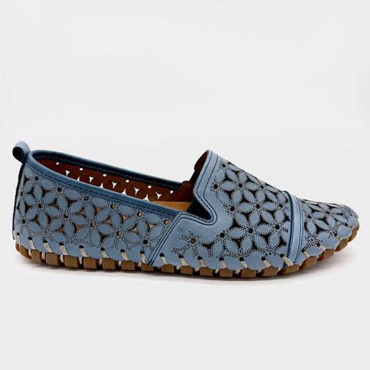 Cabello Muriel Denim Blue Leather Slip-On Shoe
