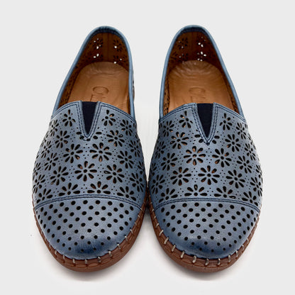 Cabello Kylie Denim Blue Leather Slip-On Shoe