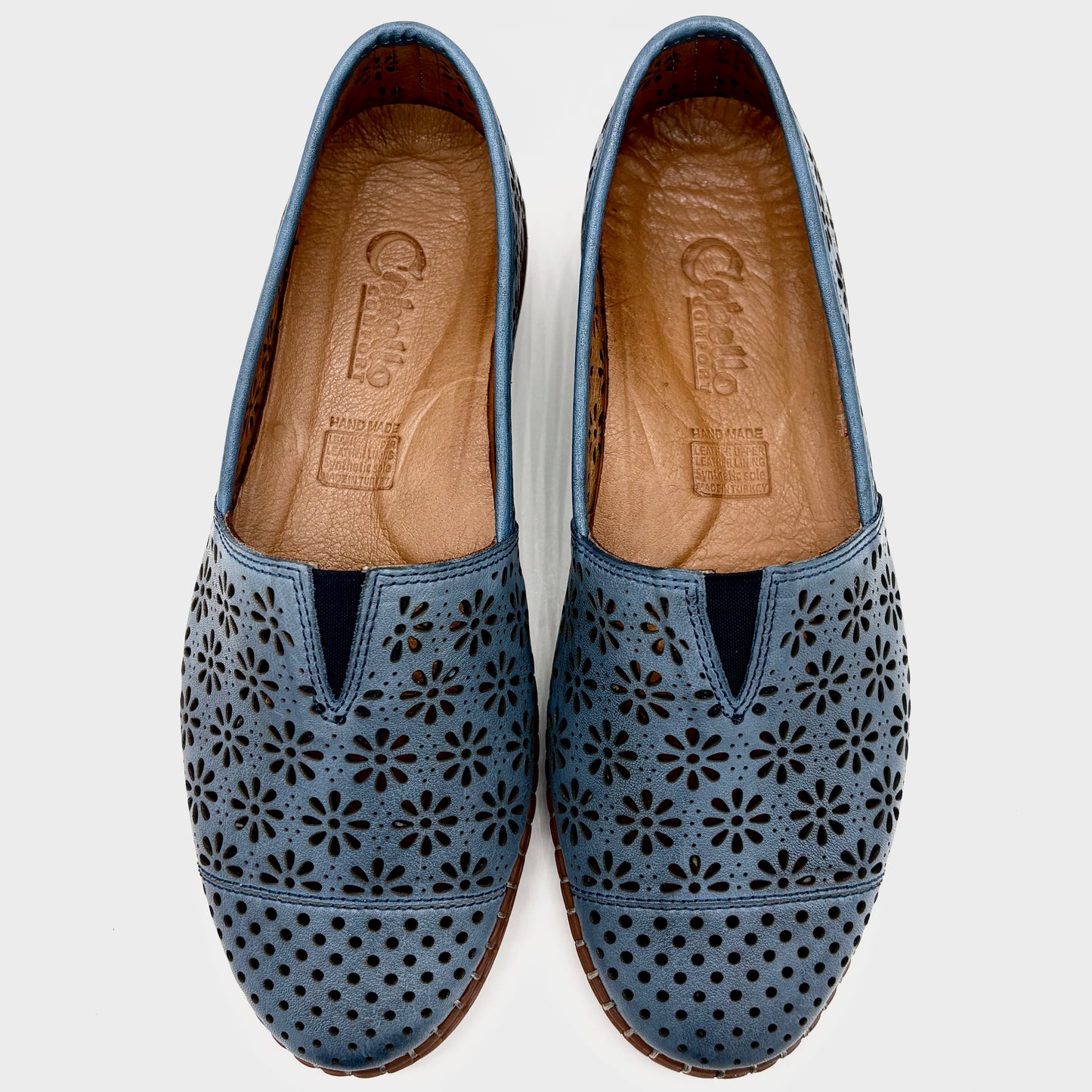 Cabello Kylie Denim Blue Leather Slip-On Shoe