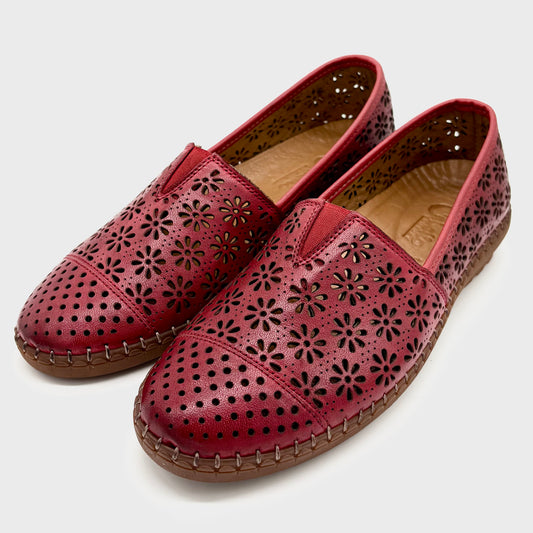 Cabello Kylie Red Leather Slip-On Shoe