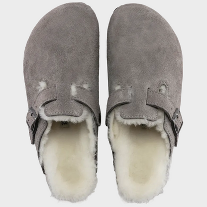 Birkenstock Boston Stone Coin Shearling Suede Clog