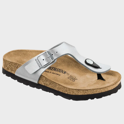 Birkenstock Gizeh Silver Birko-Flor Kids Thong Sandal - Last Pair Size 32