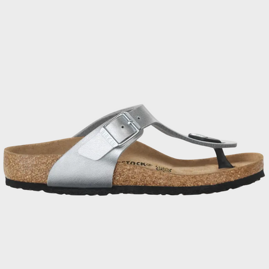 Birkenstock Gizeh Silver Birko-Flor Kids Thong Sandal - Last Pair Size 32