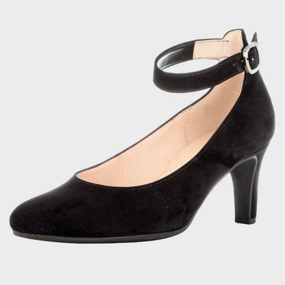 Gabor MJ Ankle Strap Black Suede Leather Heel