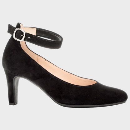 Gabor MJ Ankle Strap Black Suede Leather Heel