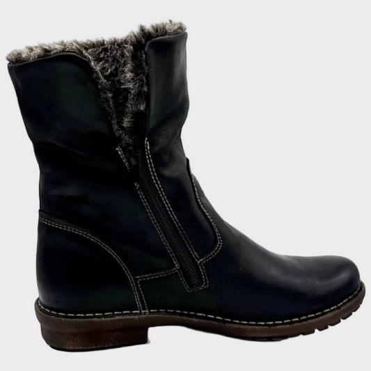 Zeta Malo Reversible Fur-Lined Black Leather Boot - Last Pair Size 37