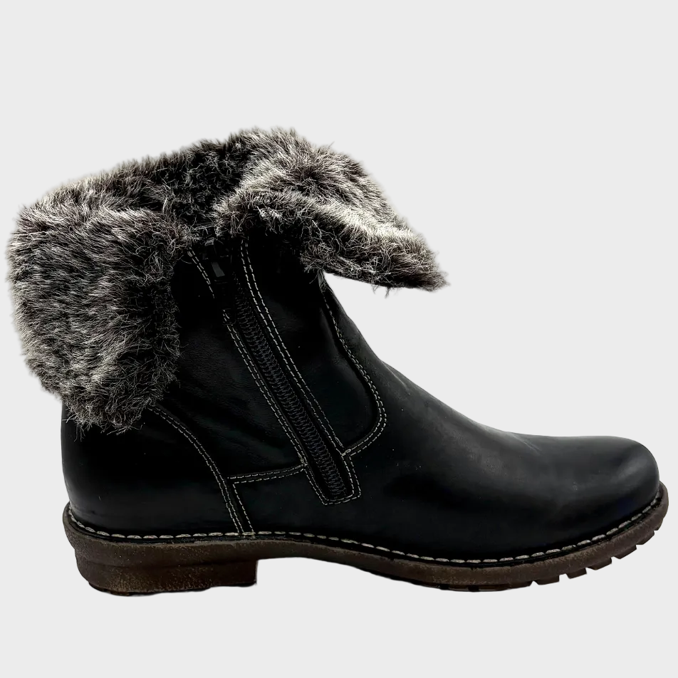 Zeta Malo Reversible Fur-Lined Black Leather Boot - Last Pair Size 37
