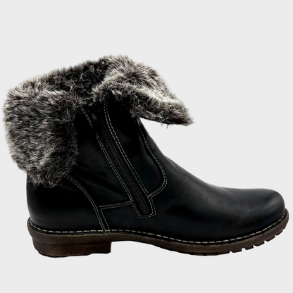 Zeta Malo Reversible Fur-Lined Black Leather Boot - Last Pair Size 37