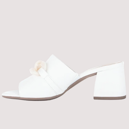 Gabor White Chain White Leather Mule Heel