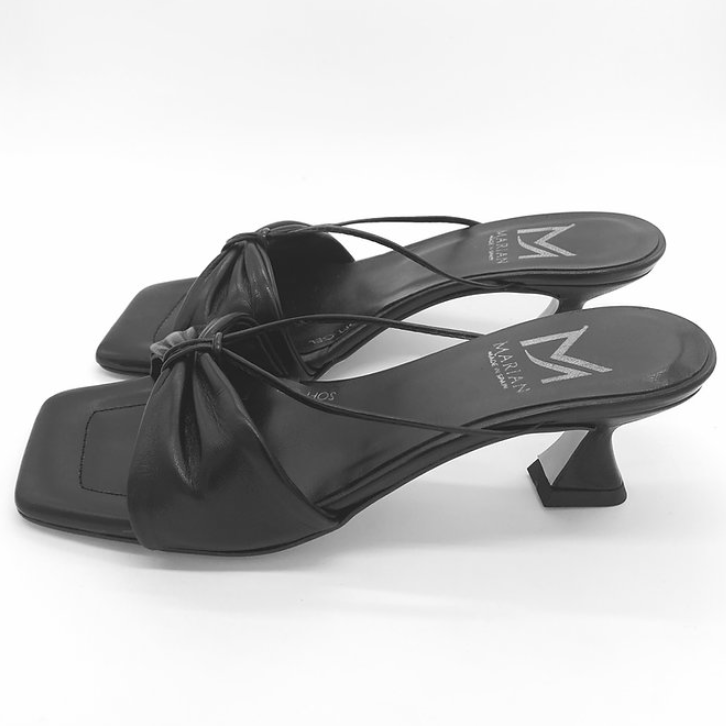 Marian Cushioned Black Leather Kitten Heel - Last Pair Size 42