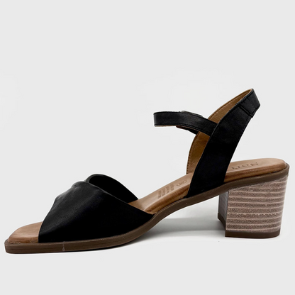 Soft Tread Bayumi Black Leather Sandal Comfort Heel - Last Pair Size 36