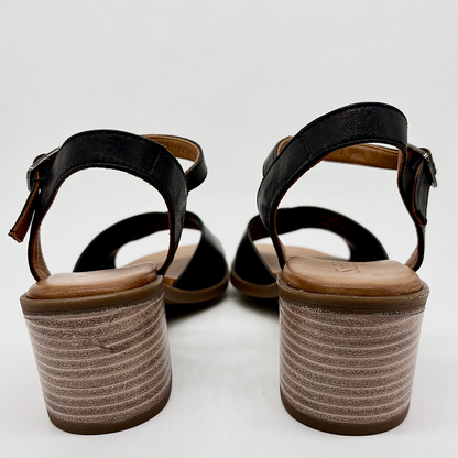 Soft Tread Bayumi Black Leather Sandal Comfort Heel - Last Pair Size 36