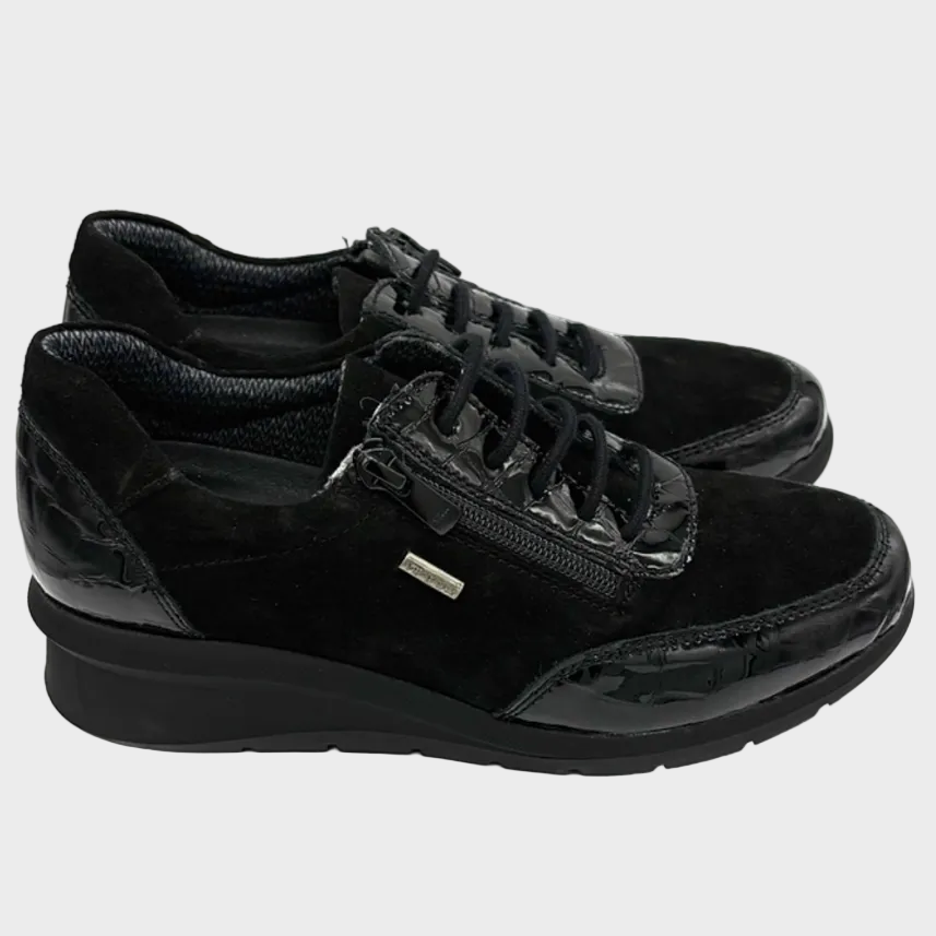 D'Chicas Talla Black Suede Leather Waterproof Sneaker