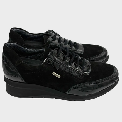 D'Chicas Talla Black Suede Leather Waterproof Sneaker