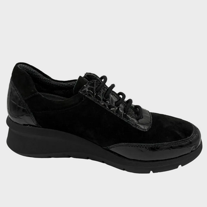 D'Chicas Talla Black Suede Leather Waterproof Sneaker