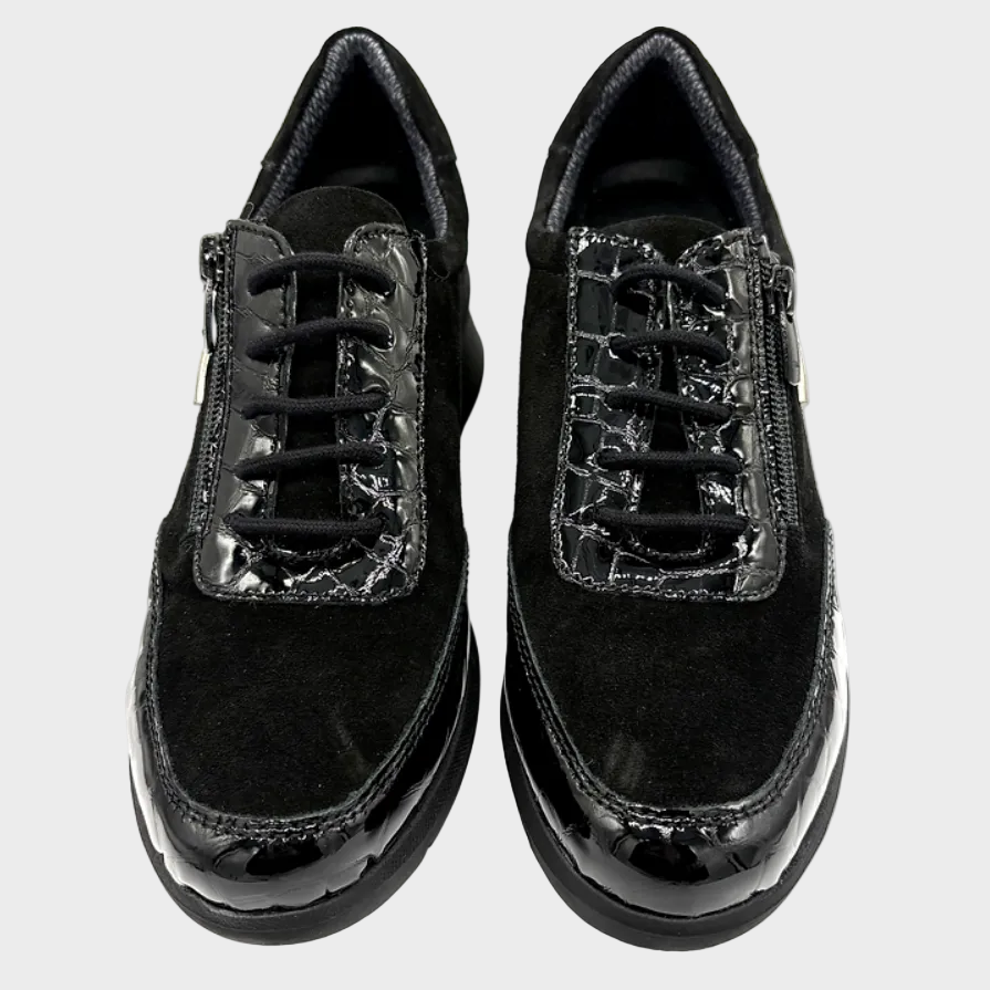 D'Chicas Talla Black Suede Leather Waterproof Sneaker