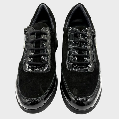 D'Chicas Talla Black Suede Leather Waterproof Sneaker