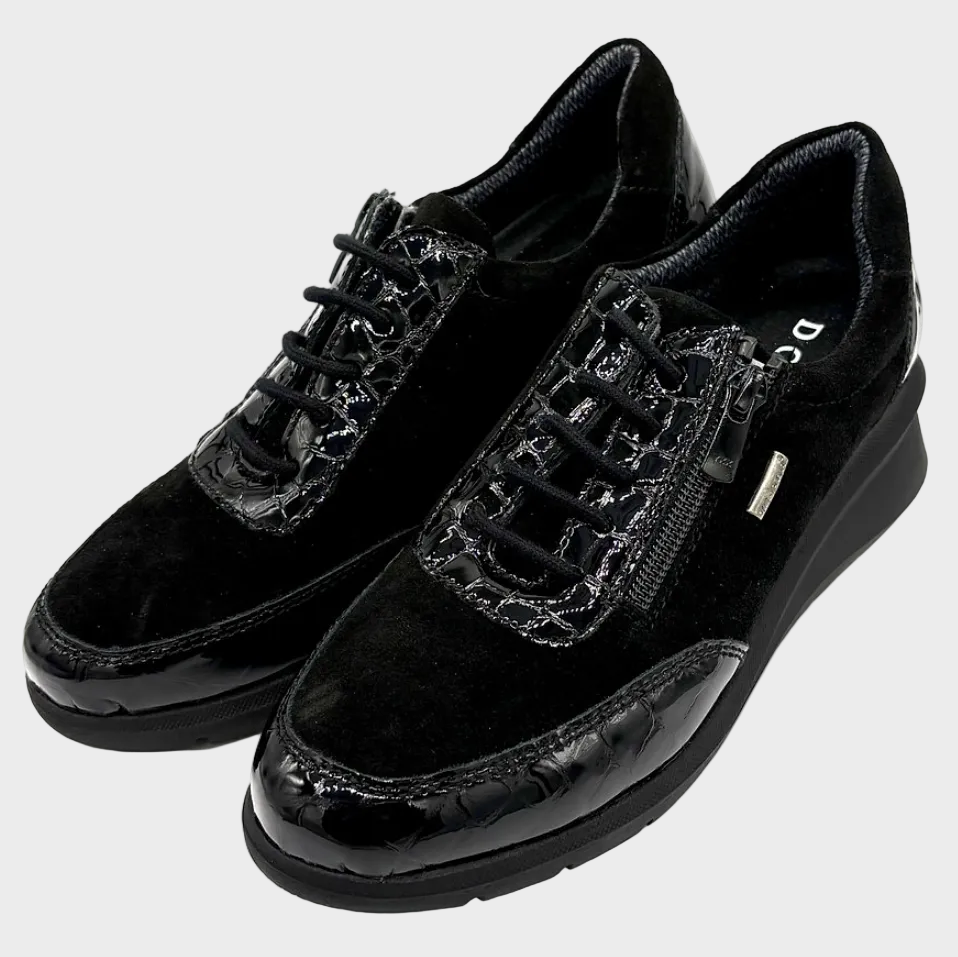 D'Chicas Talla Black Suede Leather Waterproof Sneaker