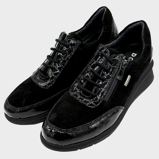 D'Chicas Talla Black Suede Leather Waterproof Sneaker