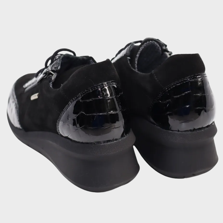 D'Chicas Talla Black Suede Leather Waterproof Sneaker
