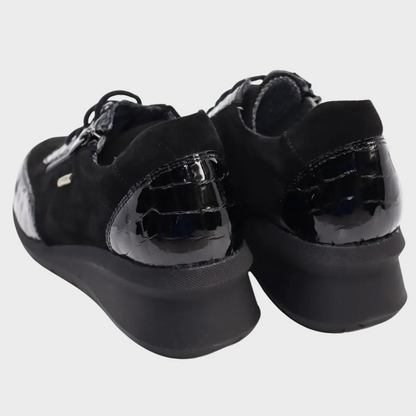 D'Chicas Talla Black Suede Leather Waterproof Sneaker