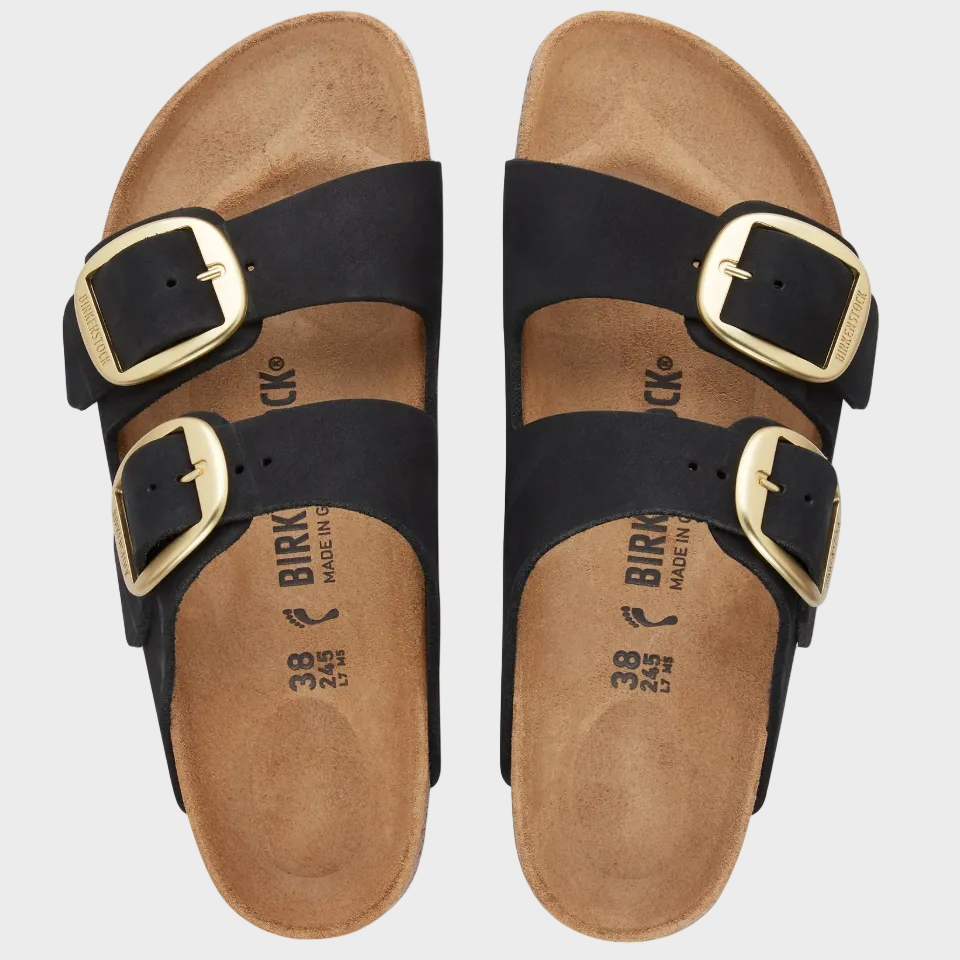 Birkenstock Arizona Big Buckle Black Nubuck Leather Sandal
