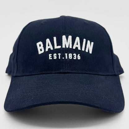 BALMAIN EST.1836 Navy Brushed Cotton Cap