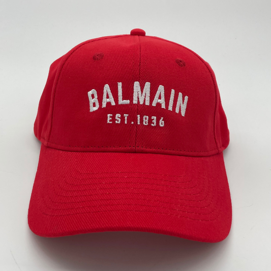 BALMAIN EST.1836 Red Brushed Cotton Cap