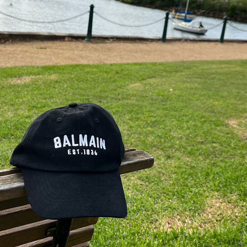 BALMAIN EST.1836 Black Brushed Cotton Cap