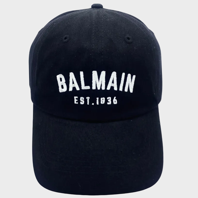 BALMAIN EST.1836 Black Brushed Cotton Cap